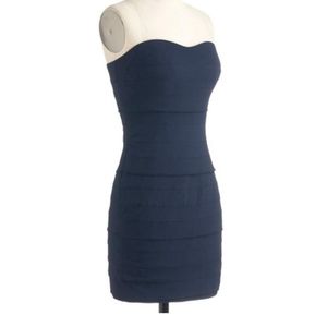 Navy Blue Sweetheart Strapless Layered Dress